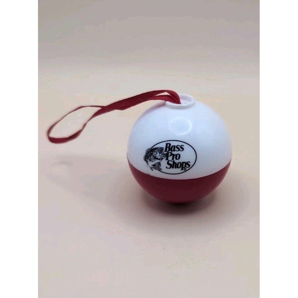 Bass Pro Shops Fishing Bobber Ornament 2” Red White Christmas Decor